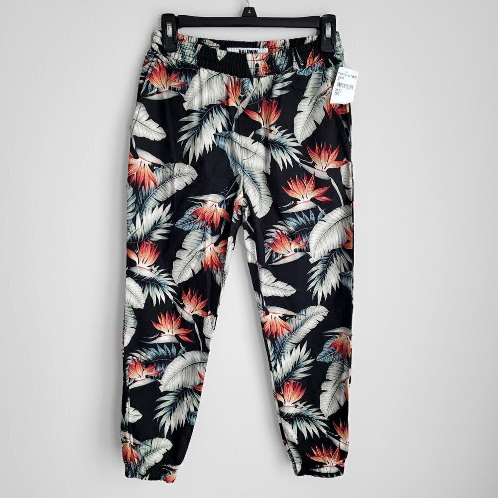 NWT Baldwin Denim Tropical Flax Blend Pull On Elastic Waist Boho Ankle Pants - Picture 3 of 12